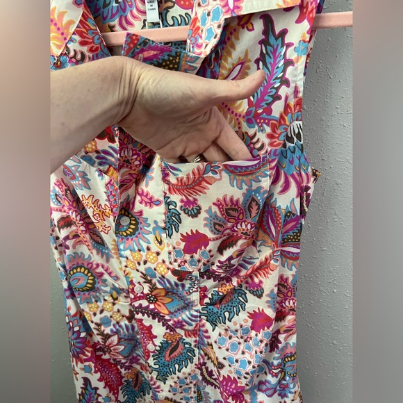 New DEREK LAM 10 CROSBY Paisley Mini Shirtdress In Coral Multi Size 2 - Picture 9 of 14